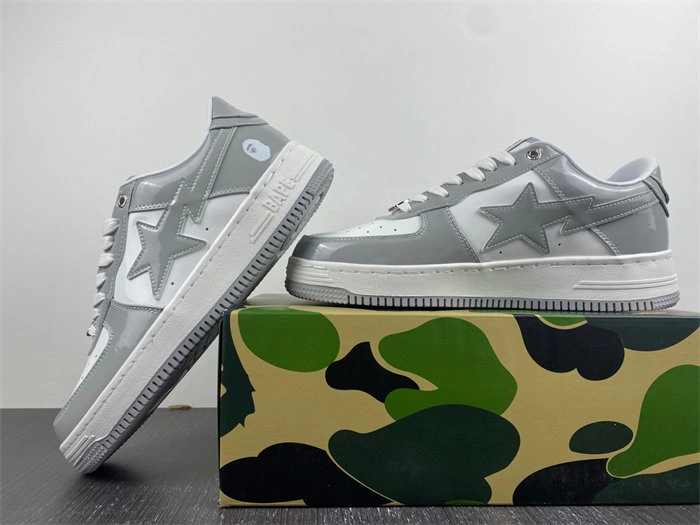 Packable A Bathing Ape Bape Sta Patent Leather White Grey 1I70-191- 5319