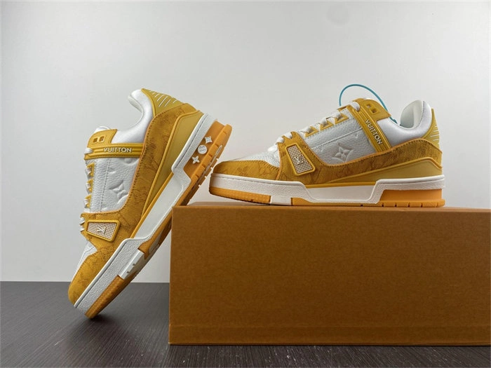 Compact Luis Vitton Trainer Yellow Monogram Denim White 1A9JHB 1707