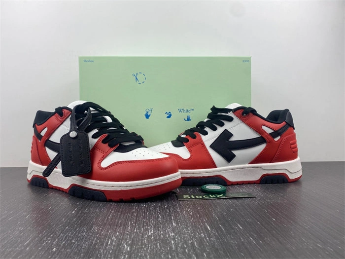OFF-WHITE Out Of Office OOO Low Tops Black White Red OMIA189S22LEA Upgraded 3118